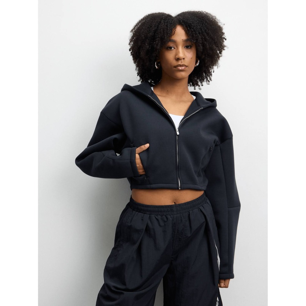 Womens Sz XS Nike Sportswear Cropped Jacket Long Sleeve Zip Up Black HV2076-010